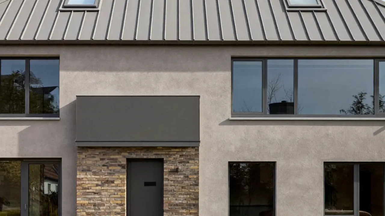 House with anthracite grey window frames against red brick