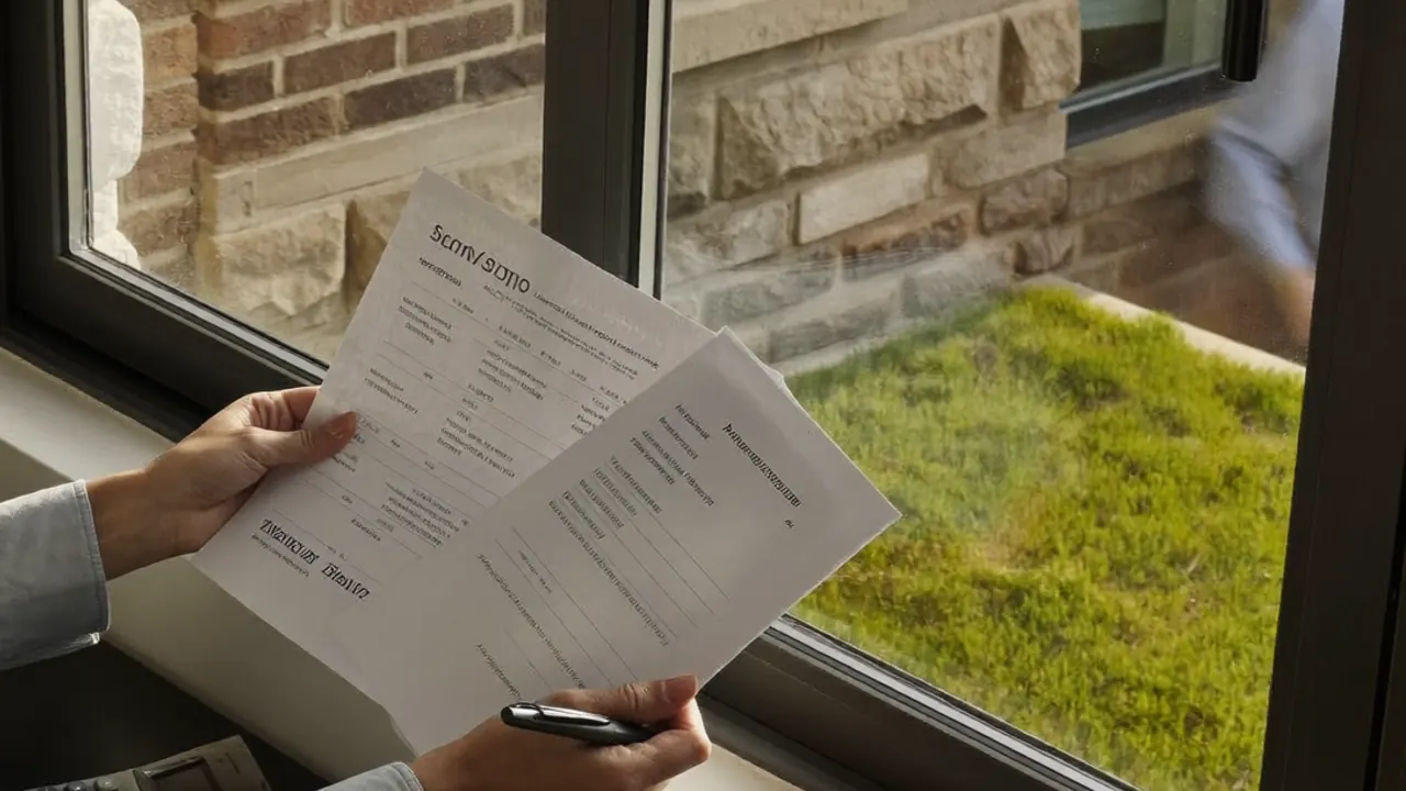 Homeowner comparing several window quotes side by side on a table