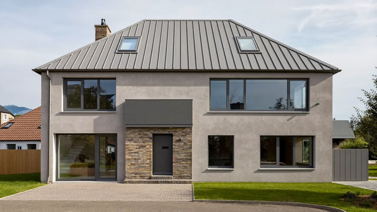 Modern house part-way through a full window replacement project